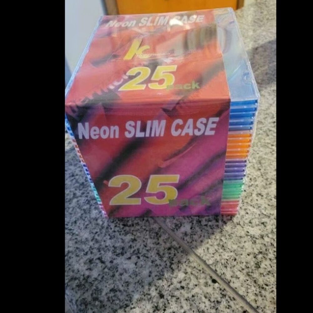 25 Pack Neon Slim Case. Cd Cases. New